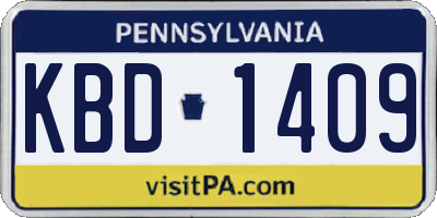 PA license plate KBD1409
