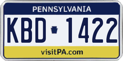 PA license plate KBD1422
