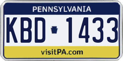 PA license plate KBD1433