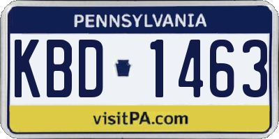 PA license plate KBD1463