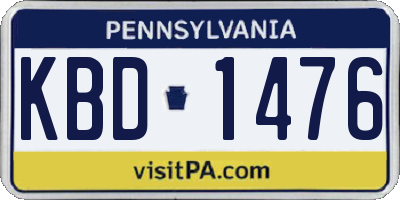 PA license plate KBD1476