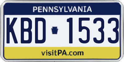 PA license plate KBD1533