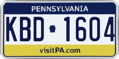 PA license plate KBD1604