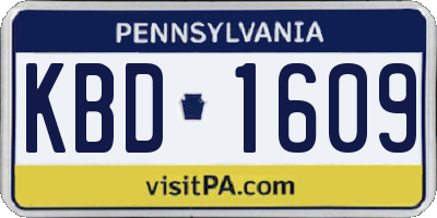 PA license plate KBD1609