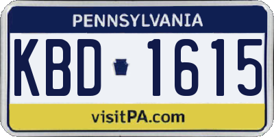 PA license plate KBD1615