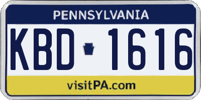 PA license plate KBD1616