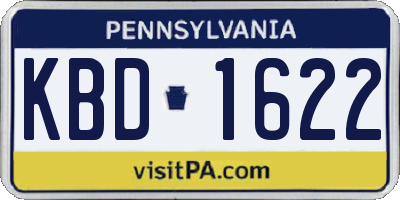 PA license plate KBD1622