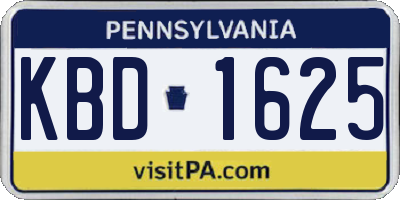 PA license plate KBD1625