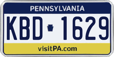 PA license plate KBD1629