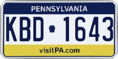 PA license plate KBD1643