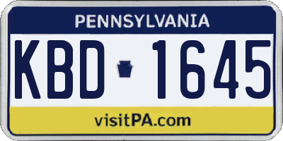 PA license plate KBD1645