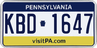 PA license plate KBD1647