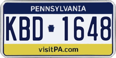 PA license plate KBD1648
