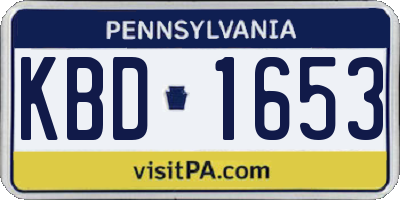 PA license plate KBD1653