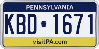 PA license plate KBD1671