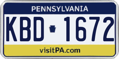 PA license plate KBD1672
