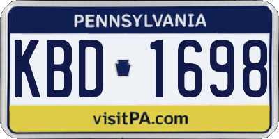 PA license plate KBD1698