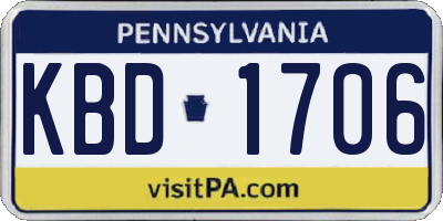 PA license plate KBD1706