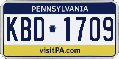 PA license plate KBD1709