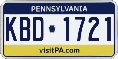 PA license plate KBD1721