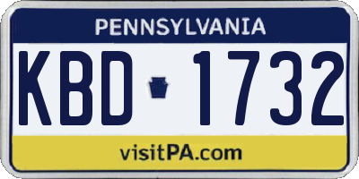 PA license plate KBD1732