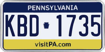 PA license plate KBD1735