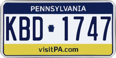 PA license plate KBD1747