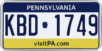 PA license plate KBD1749