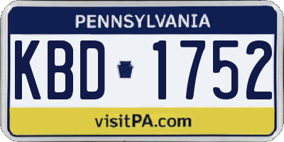 PA license plate KBD1752