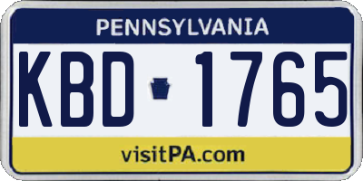 PA license plate KBD1765