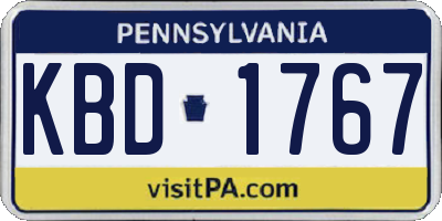 PA license plate KBD1767