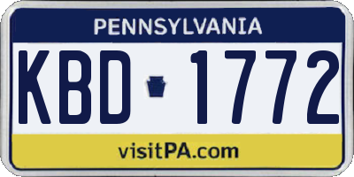 PA license plate KBD1772