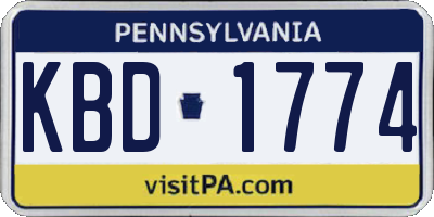 PA license plate KBD1774