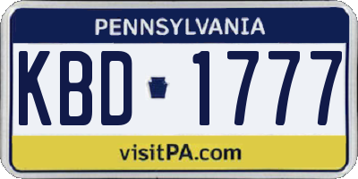 PA license plate KBD1777