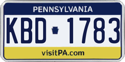 PA license plate KBD1783