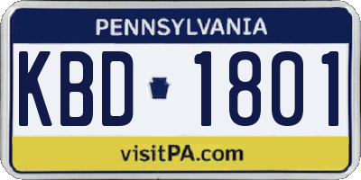 PA license plate KBD1801
