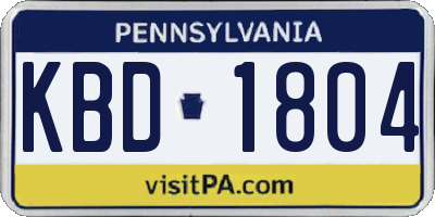 PA license plate KBD1804