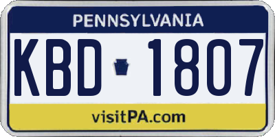 PA license plate KBD1807