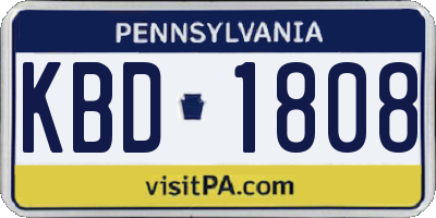 PA license plate KBD1808