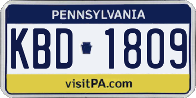 PA license plate KBD1809