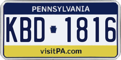 PA license plate KBD1816