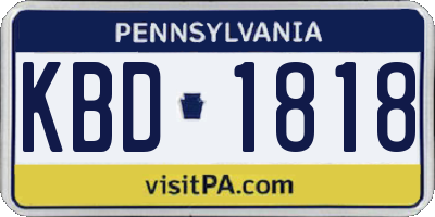 PA license plate KBD1818