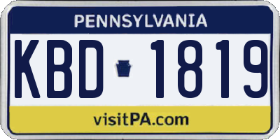 PA license plate KBD1819