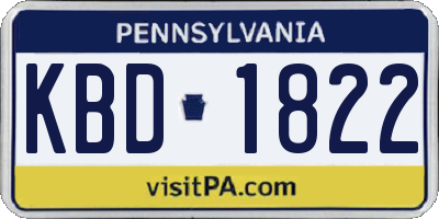 PA license plate KBD1822