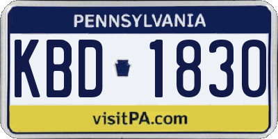 PA license plate KBD1830