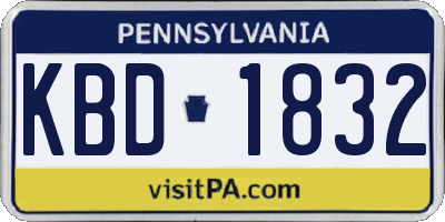 PA license plate KBD1832