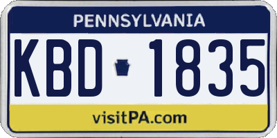 PA license plate KBD1835