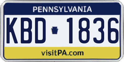 PA license plate KBD1836