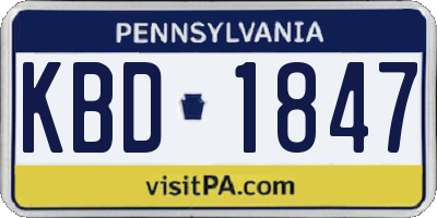 PA license plate KBD1847