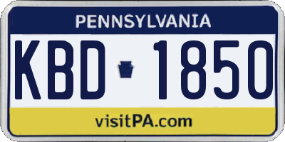 PA license plate KBD1850
